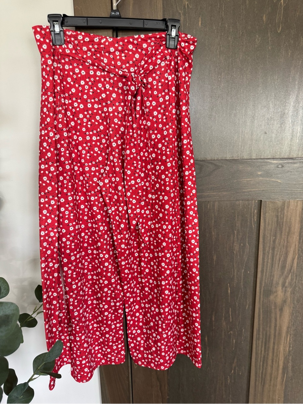 Red Floral Palazzo Split Leg Pants